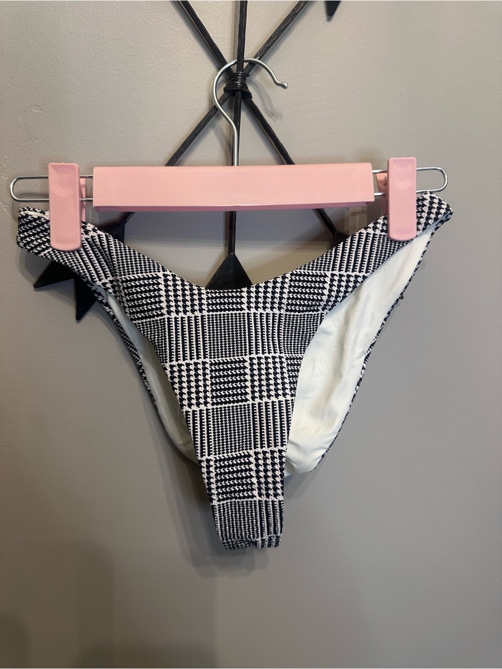 l*space Black & White Plaid Bikini Bottoms Reversible to White